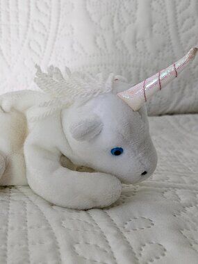 Ty Beanie Babies, MYSTIC, Furry Mane Iridescent Horn Unicorn, Retired (1993)